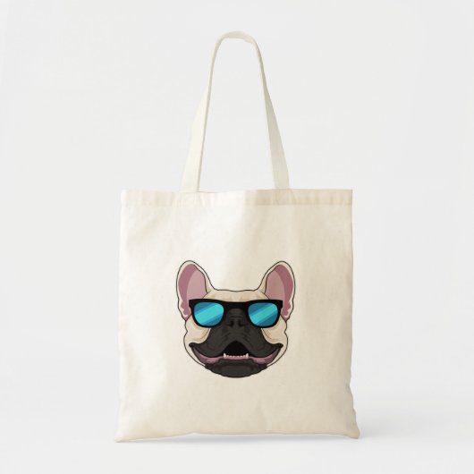 Tote Bag Chien-taureaux français avec lunettes de soleil (Devant)