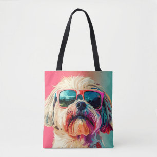 Tote Bag Chien Terrier West Highland White cool avec lunett