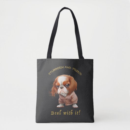 Tote Bag Chien Têtu Devoir Avec Elle Mignonne Adorable Drôl (Devant)