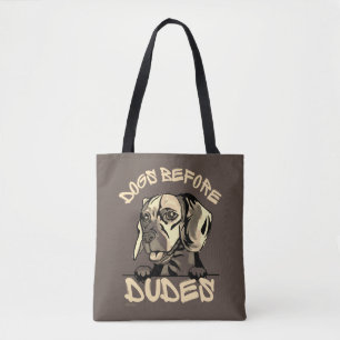 Tote Bag CHIENS AVANT LES DUDES mignonette drôle chien cade