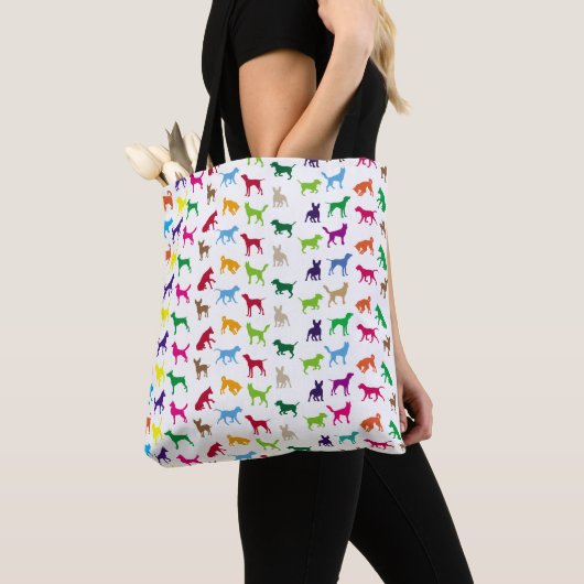 Tote Bag Chiens colorés silhouettes (De près)