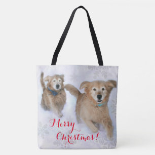 Tote Bag Chiens d'arrêt d'or se précipitant par Noël de