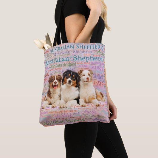 Tote Bag Chiens de berger australiens sur le nuage 2 de mot (De près)