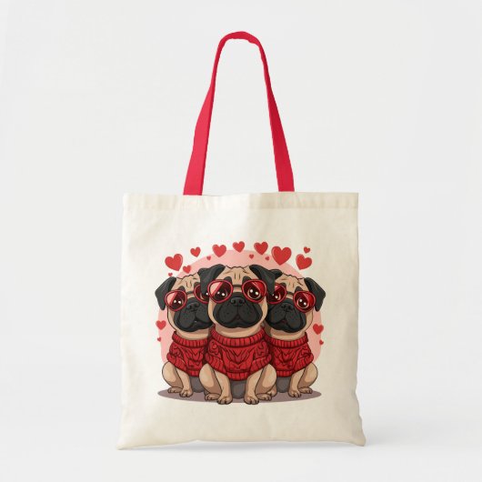 Tote Bag Chiens de Carlin de la Saint-Valentin (Devant)