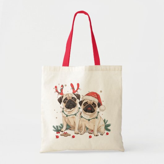 Tote Bag Chiens de Carlin de Noël (Devant)