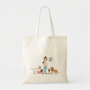 Tote Bag Chiens De Cartoon Mignons Avec Une Fille De Cartoo