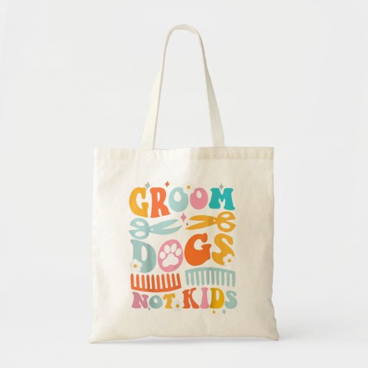Tote Bag Chiens de chambre Pas d'enfants Drôle Chien Groome (Devant)