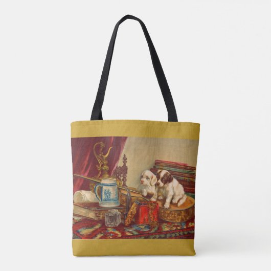 Tote Bag Chiens de chiot victorien et imprimés (Dos)
