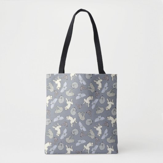 Tote Bag Chiens de couchage modernes - Vanille sur gris (Devant)