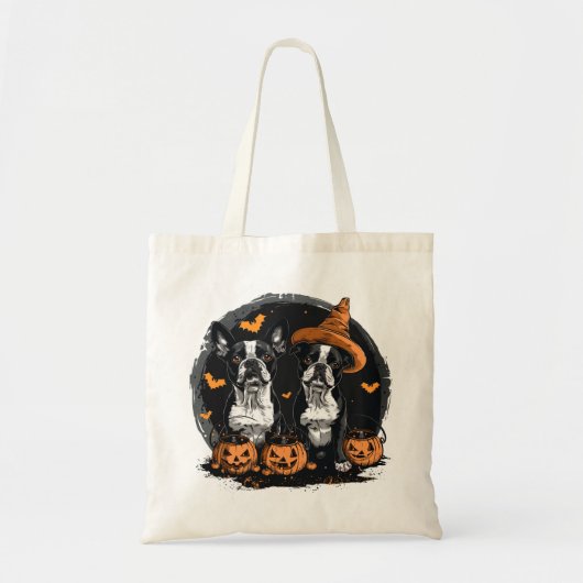 Tote Bag Chiens de Halloween Boston Terrier (Devant)