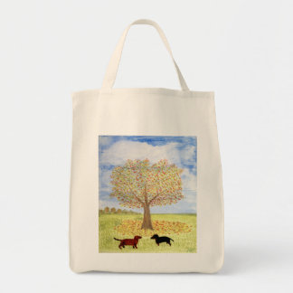 Tote Bag Chiens de l'arbre d'automne Peinture