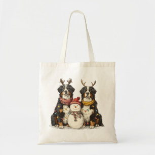 Tote Bag Chiens de montagne bernois des rennes de Noël