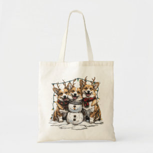 Tote Bag Chiens de Noël Chiens de neige