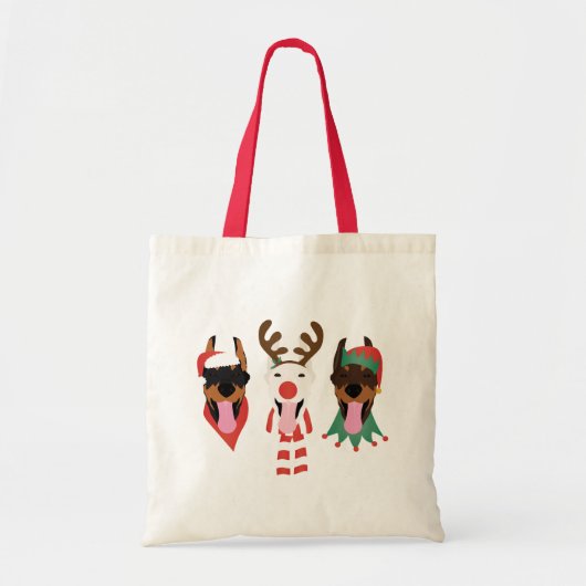 Tote Bag Chiens de Noël Dobermann (Devant)