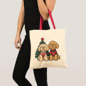 Tote Bag Chiens de Noël Goldendoodle (Devant (produit))