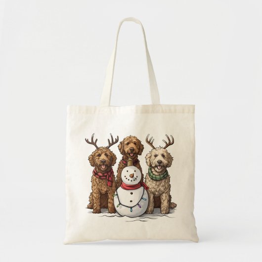 Tote Bag Chiens de Noël Goldendoodle (Devant)