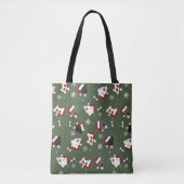 Tote Bag Chiens de Noël sur Vert (Devant)