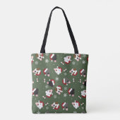 Tote Bag Chiens de Noël sur Vert (Dos)