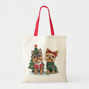 Tote Bag Chiens de Noël Yorkie