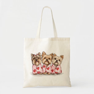 Tote Bag Chiens du Yorkshire Terrier de Valentines Day