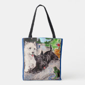 Tote Bag Chiens écossais Blackie et Whitie Fishing (Dos)