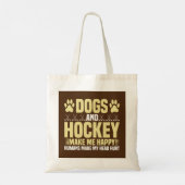 Tote Bag Chiens et hockey me rendent heureux (Dos)
