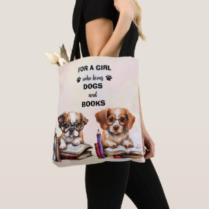 Tote Bag Chiens Et Livres Amateurs