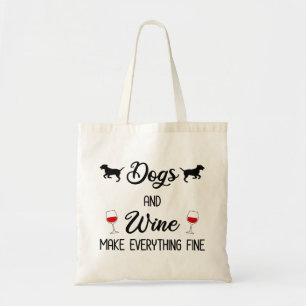 Tote Bag Chiens Et Vins Rendent Tout Beau
