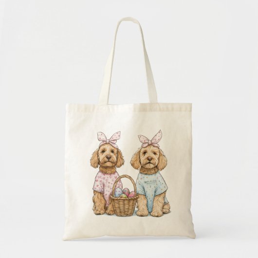 Tote Bag Chiens Goldendoodle de Pâques (Devant)