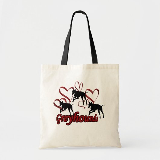 Tote Bag Chiens Gris Et Coeurs Rouges (Devant)