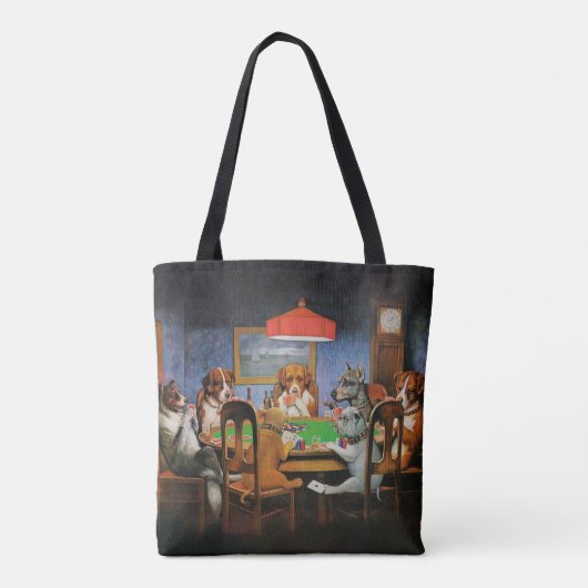 Tote Bag Chiens jouant au poker par C.M. Coolidge (Dos)