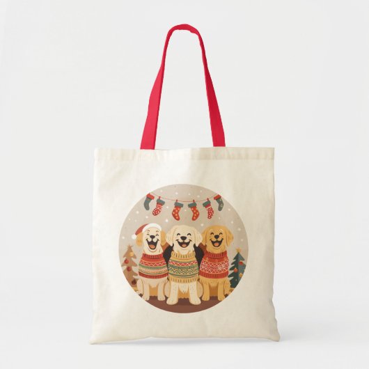 Tote Bag Chiens Labrador Retriever de Noël (Devant)