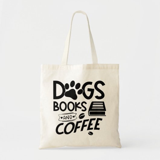 Tote Bag Chiens Livres Typographie Café Dire Lecture Citati (Devant)