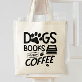Tote Bag Chiens Livres Typographie Café Dire Lecture Citati