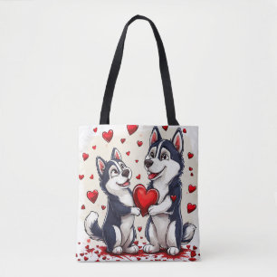 Tote Bag Chiens mignons de la Saint-Valentin