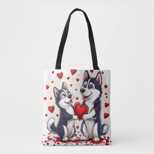 Tote Bag Chiens mignons de la Saint-Valentin (Devant)