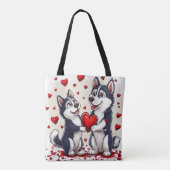 Tote Bag Chiens mignons de la Saint-Valentin (Dos)