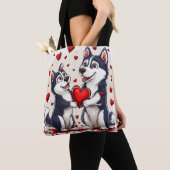 Tote Bag Chiens mignons de la Saint-Valentin (De près)