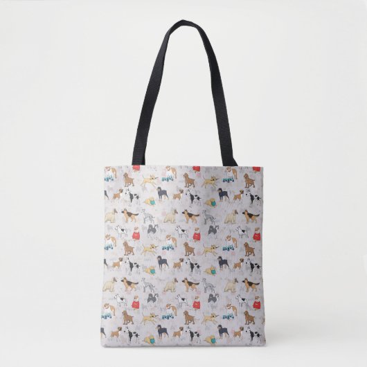 Tote Bag Chiens mignons Design Motif Blanc (Devant)