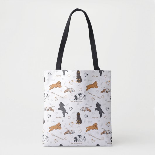 Tote Bag Chiens mignons espaniels motif (Devant)