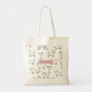 Tote Bag Chiens mignons et ludiques personnalisés & Martini