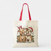 Tote Bag Chiens taureaux de Noël Pit (Dos)