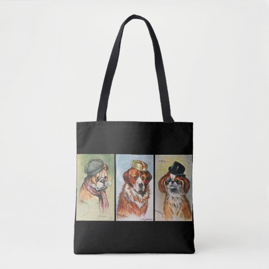 Tote Bag Chiens, triptyque de dessin animé (Devant)