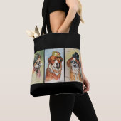 Tote Bag Chiens, triptyque de dessin animé (De près)