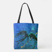 Tote Bag Chiffre à ailes foncées volant à travers l'espace (Dos)