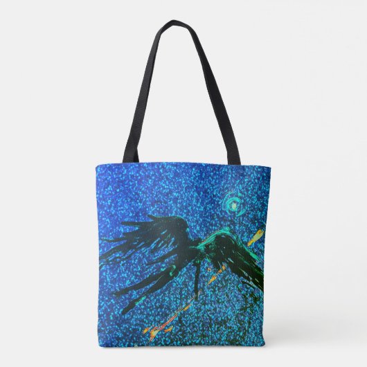 Tote Bag Chiffre à ailes foncées volant à travers l'espace (Dos)