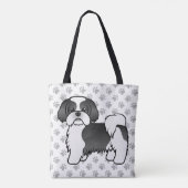 Tote Bag Chih Tzu Cute Cartoon Chien & Paps Noir Et Blanc (Dos)