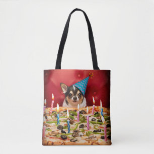 Tote Bag Chihuahua Anniversaire Pizza Pie
