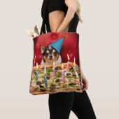 Tote Bag Chihuahua Anniversaire Pizza Pie (De près)
