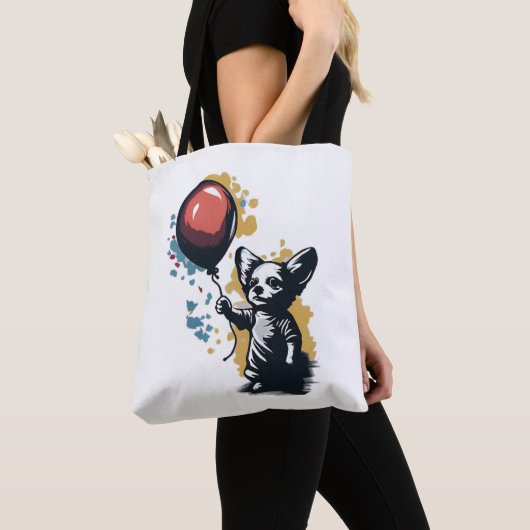 Tote Bag Chihuahua Balloon mignon Chiwawa Funny (De près)